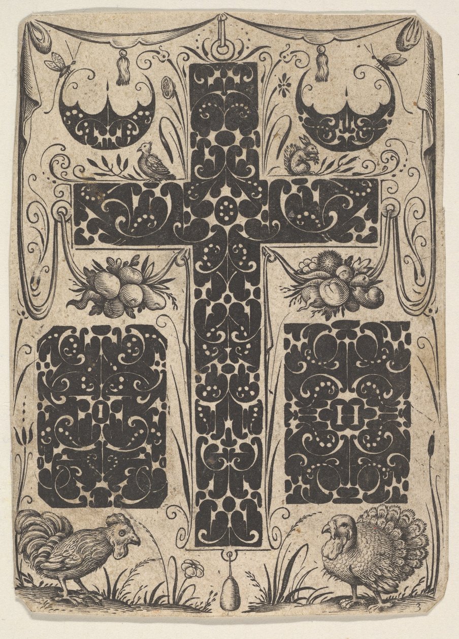 Latin Cross with Birds and Smaller Motifs by Jacques Hurtu