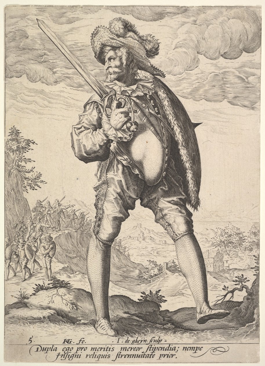 Soldier, Armed with Broadsword and Shield by Jacques II de Gheyn