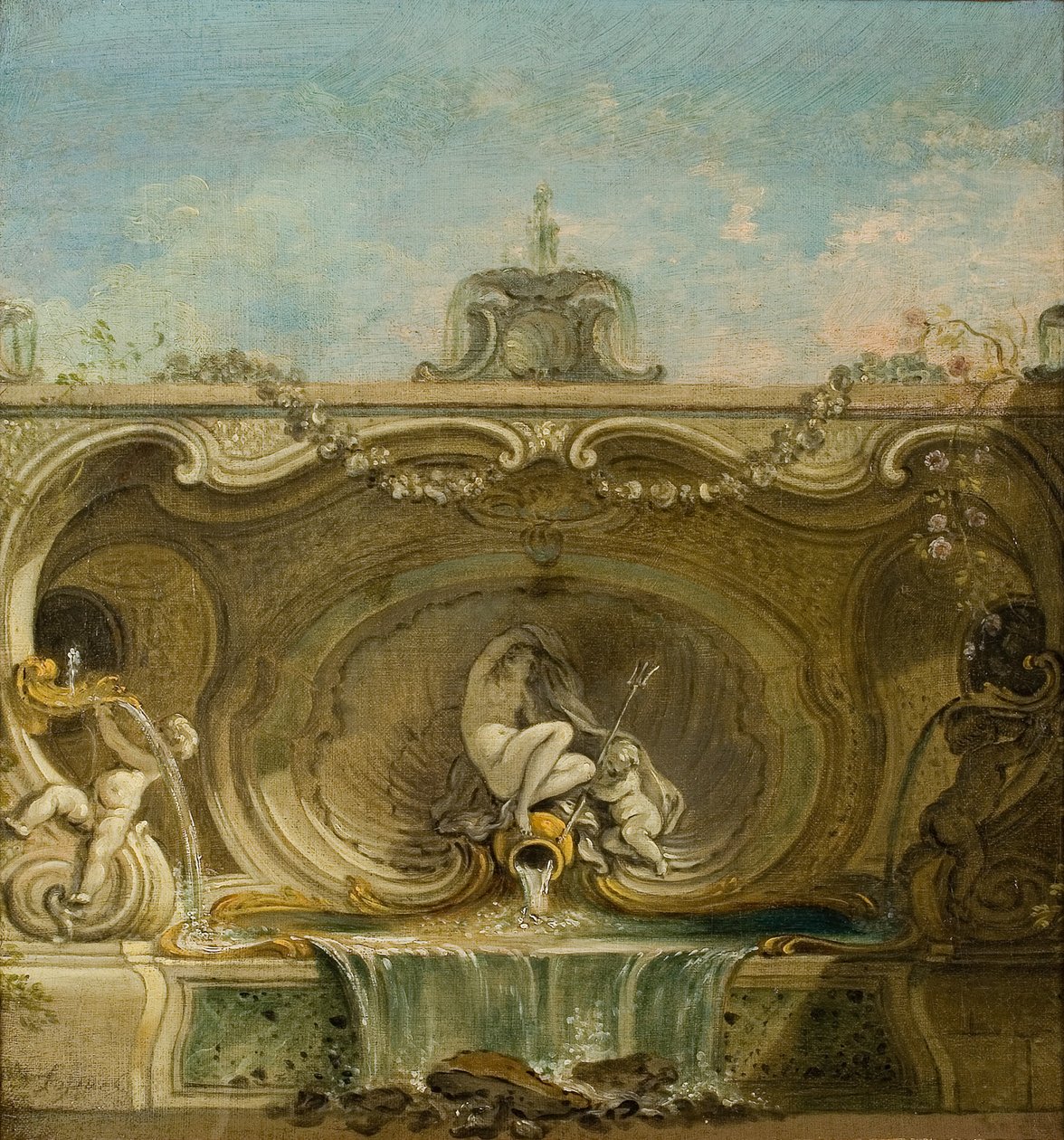 Fountain Design: Naiad and Putto, c. 1740 by Jacques Lajoue de