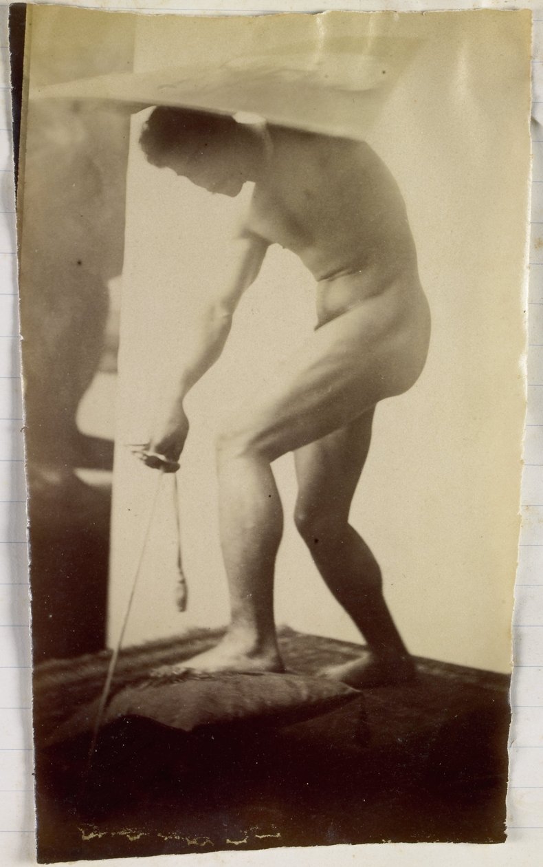 Study of a male nude model in the studio of Jacques de Lalaing by Jacques Lalaing (attributed to)