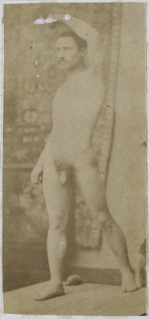 Study of a Male Nude Model, Standing Upright and Seen from the Front, in the Studio of Jacques de Lalaing by Jacques Lalaing (attributed to)