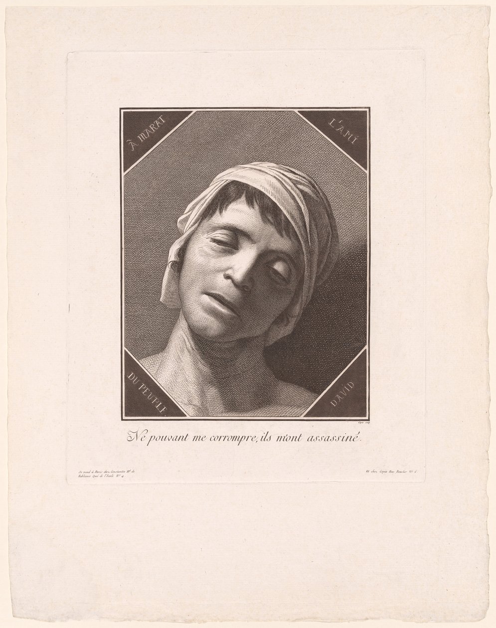 Marat, As He Was At The Moment Of His Death by Jacques Louis Copia