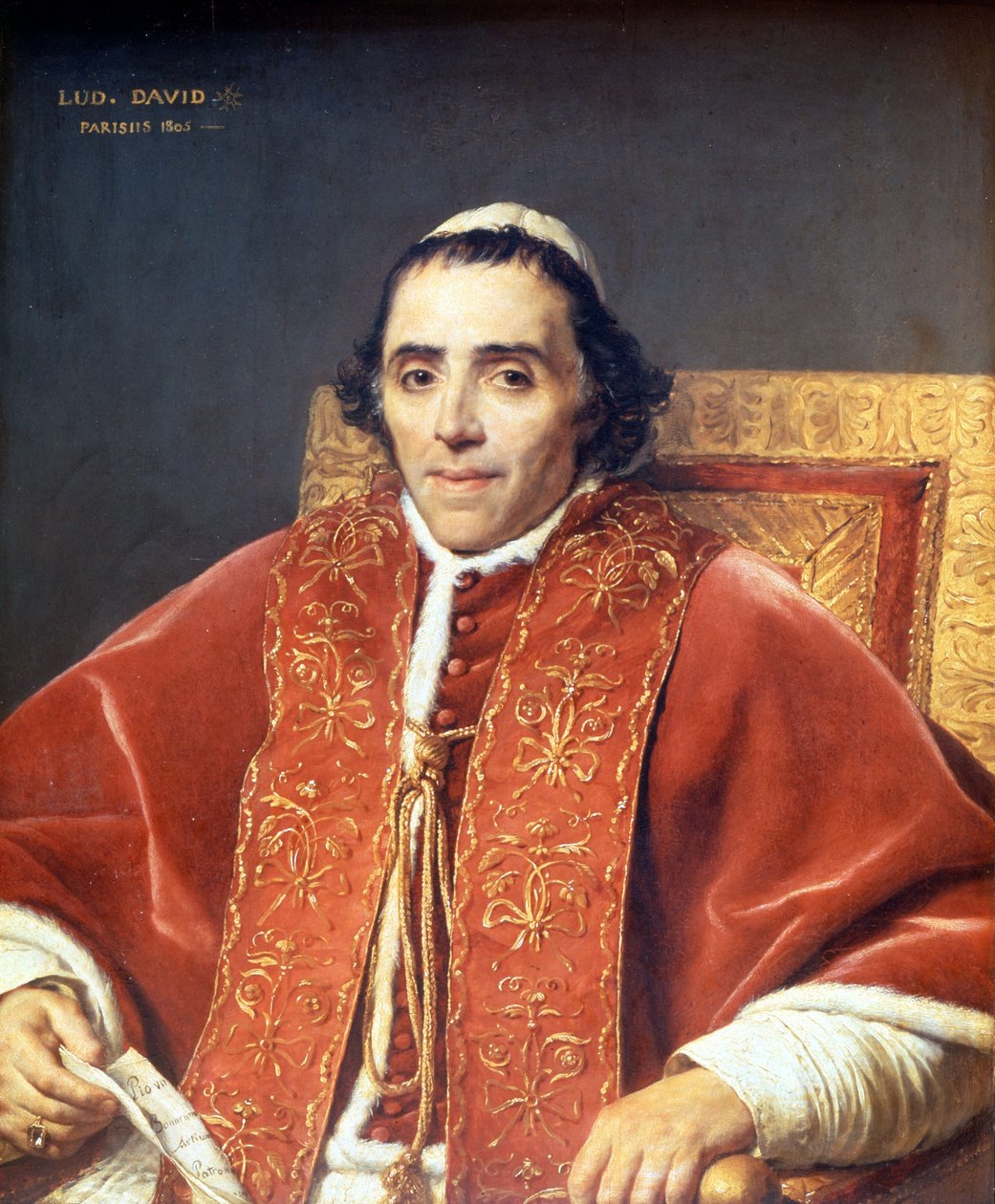 Pius VII (1742 - 1823). Painting by Jacques Louis David (1748-1825). Louvre Museum. Paris by Jacques Louis David