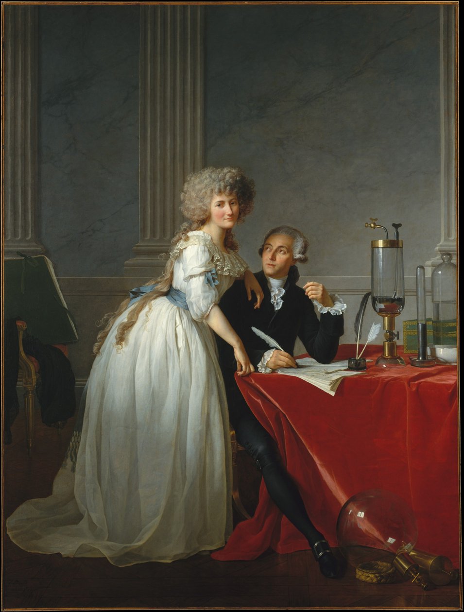 Portrait of Monsieur de Lavoisier and his Wife, Chemist Marie-Anne Pierrette Paulze by Jacques Louis David
