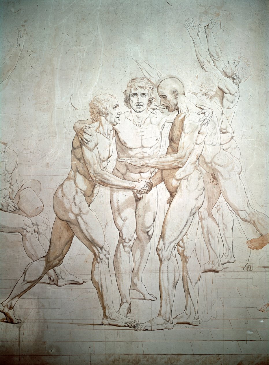 The Oath of the Tennis Court (unfinished, detail), 1791-1792 by Jacques Louis David