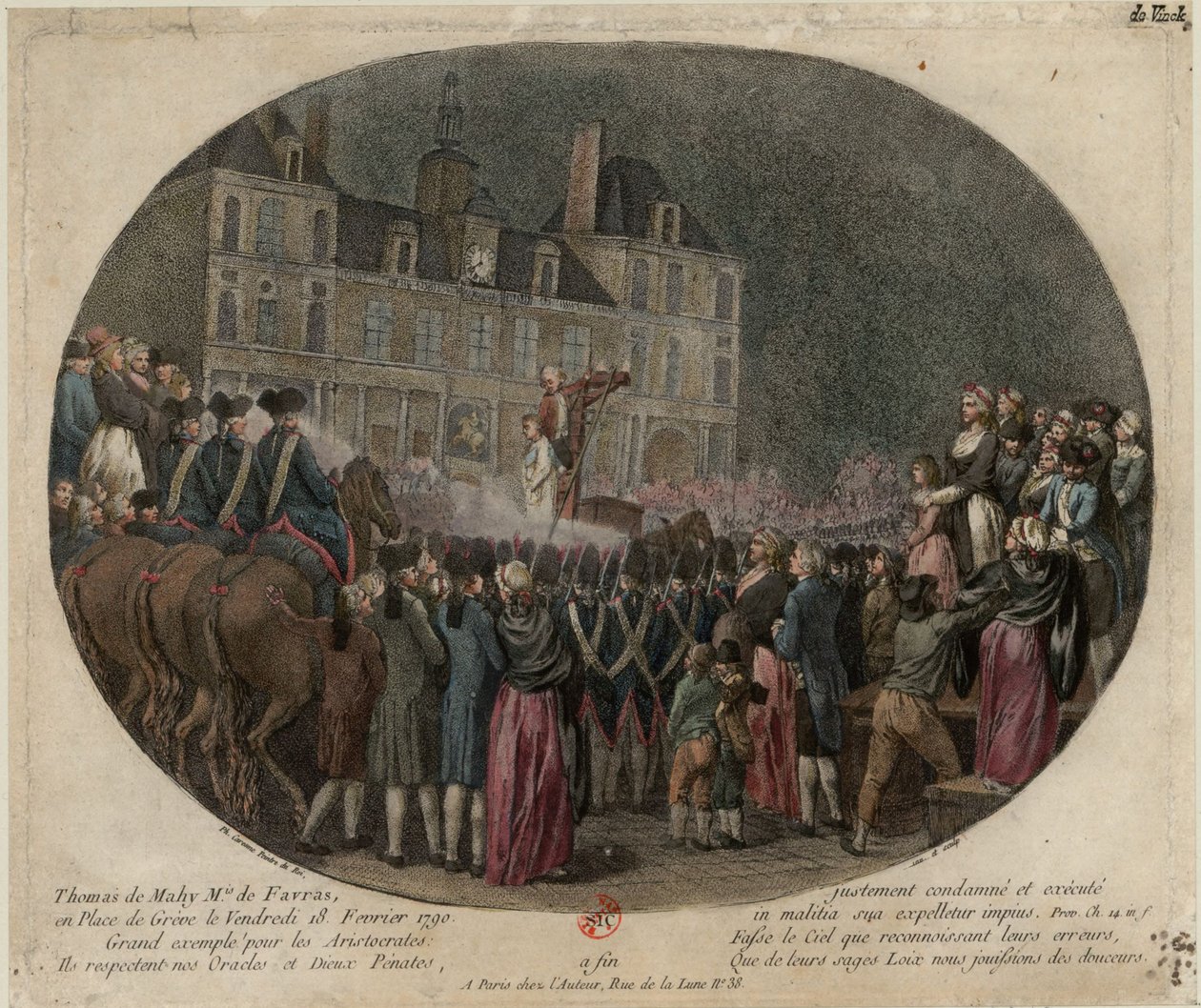 The Execution of Thomas de Mahy, Marquis de Favras, February 18, 1790, 1790 by Jacques Philippe Caresme