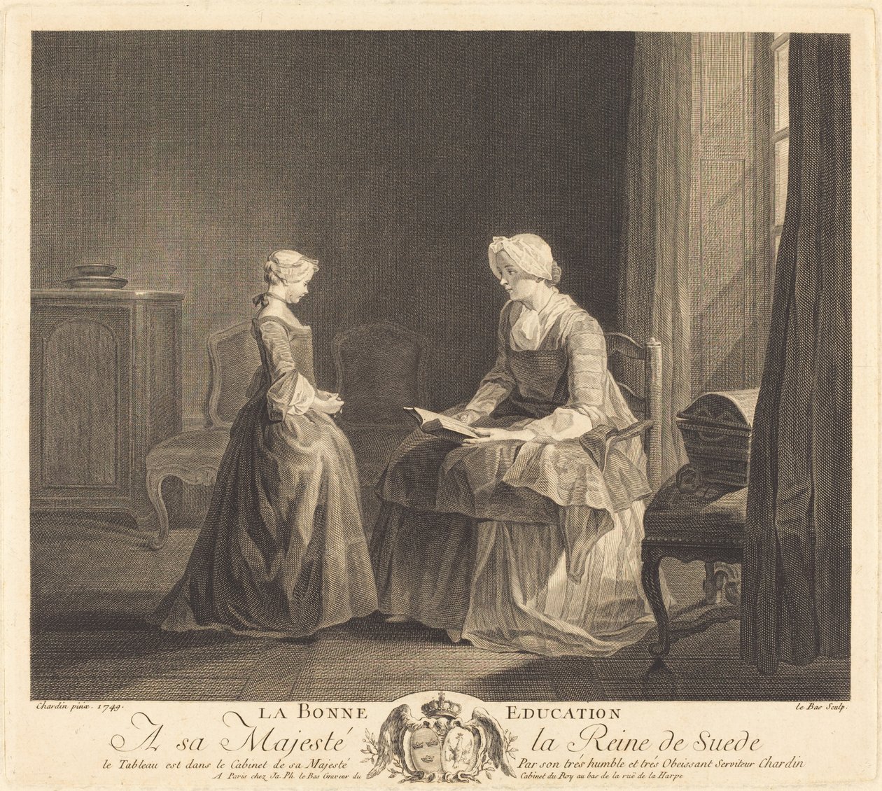 The Good Education by Jacques Philippe Le Bas after Jean Siméon Chardin