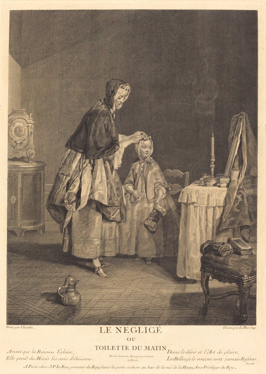 The Negligent, or the Morning Toilet by Jacques Philippe Le Bas after Jean Siméon Chardin
