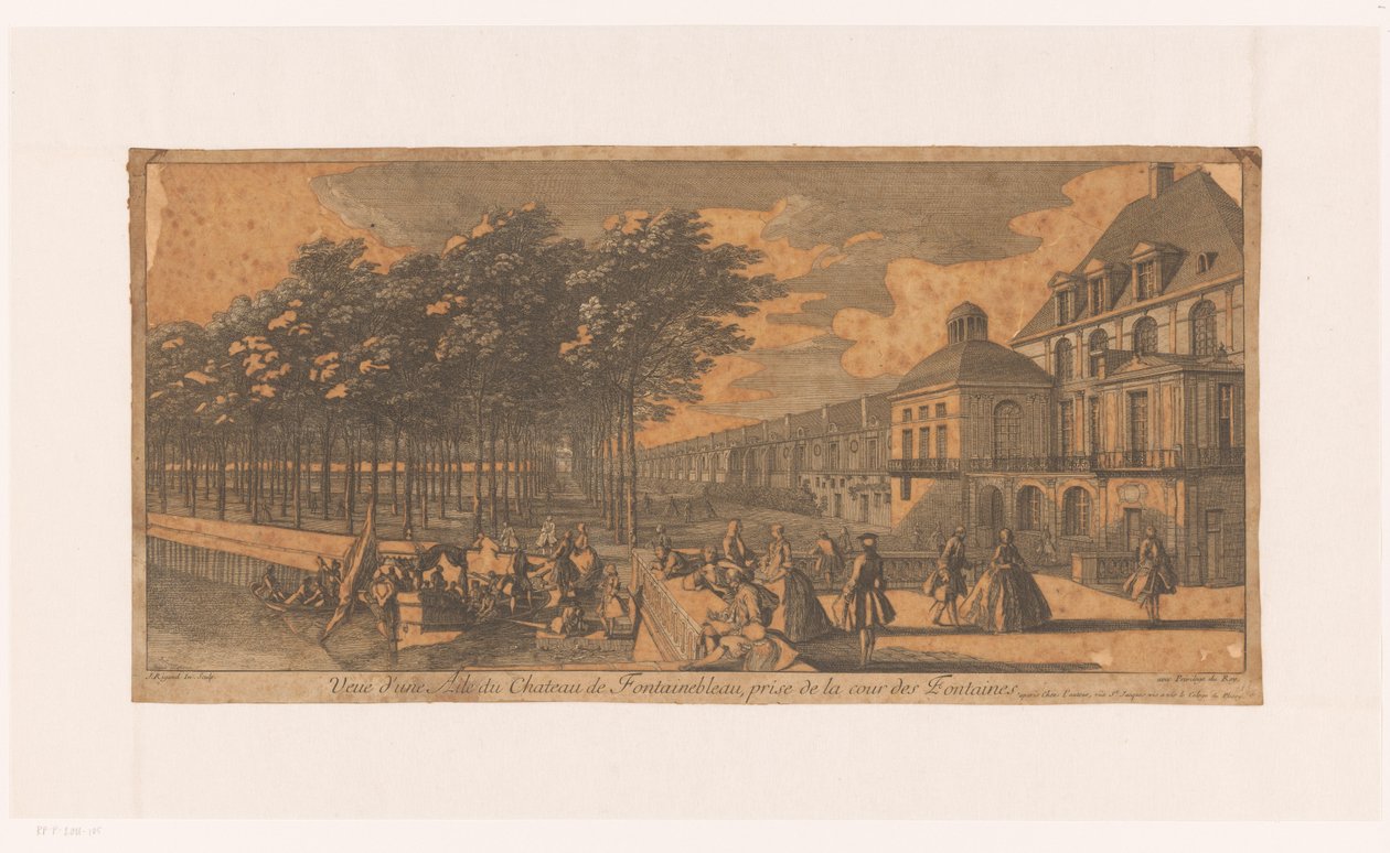 View of an Avenue at the Cour de la Fontaine of Fontainebleau Castle by Jacques Rigaud