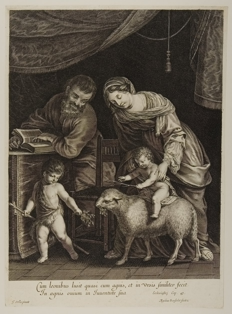 Holy Family with Saint John (engraved by Gilles Rousselet) by Jacques Stella