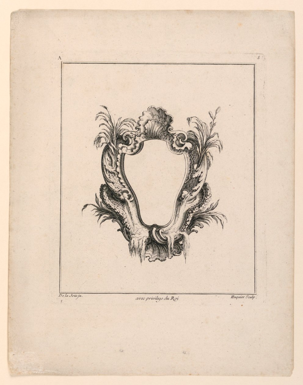 Escutcheon, from Recueil Nouveau de Differens Cartouche by Jacques de Lajoüe