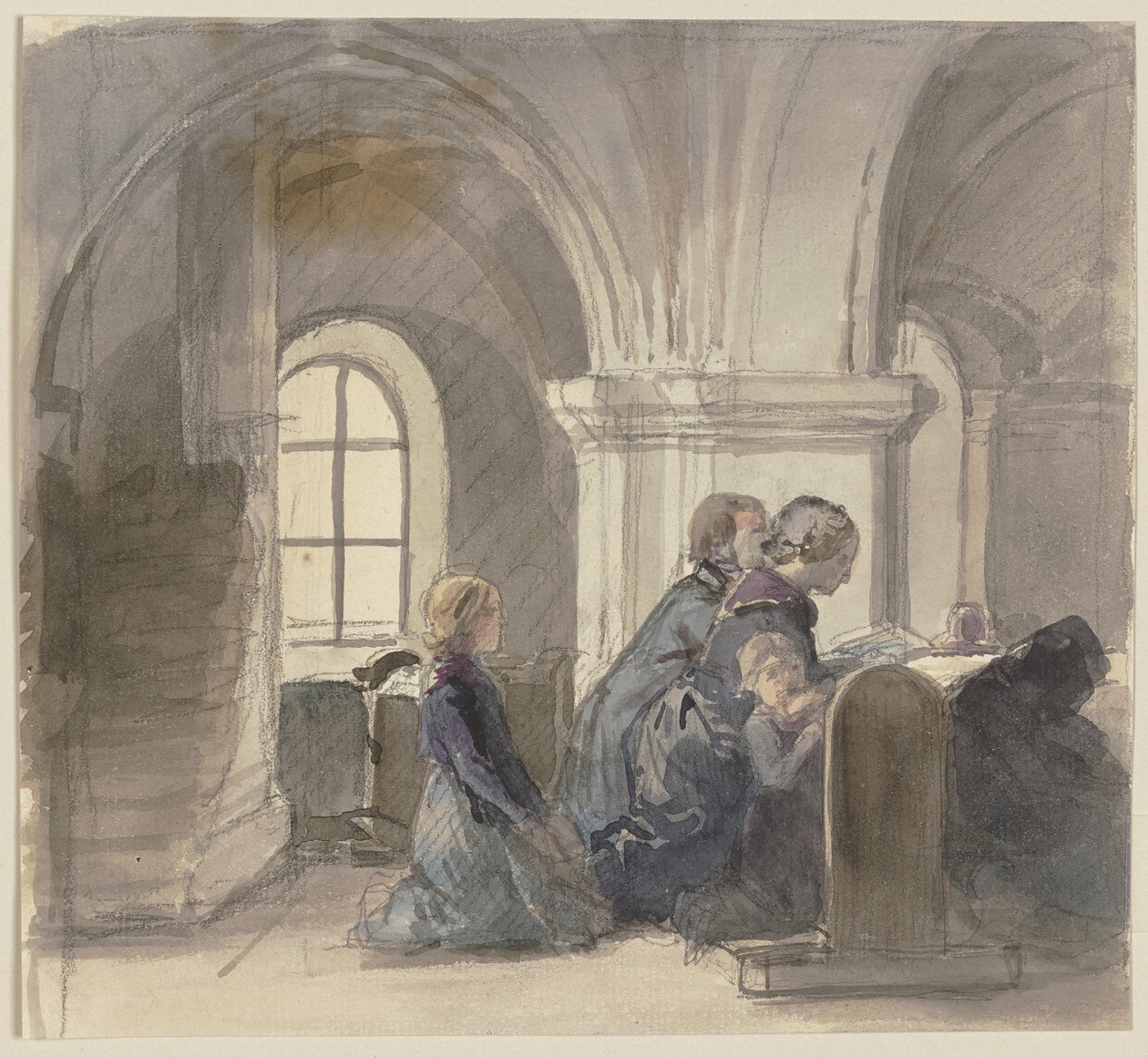 Praying Peasants in a Church by Jakob Becker