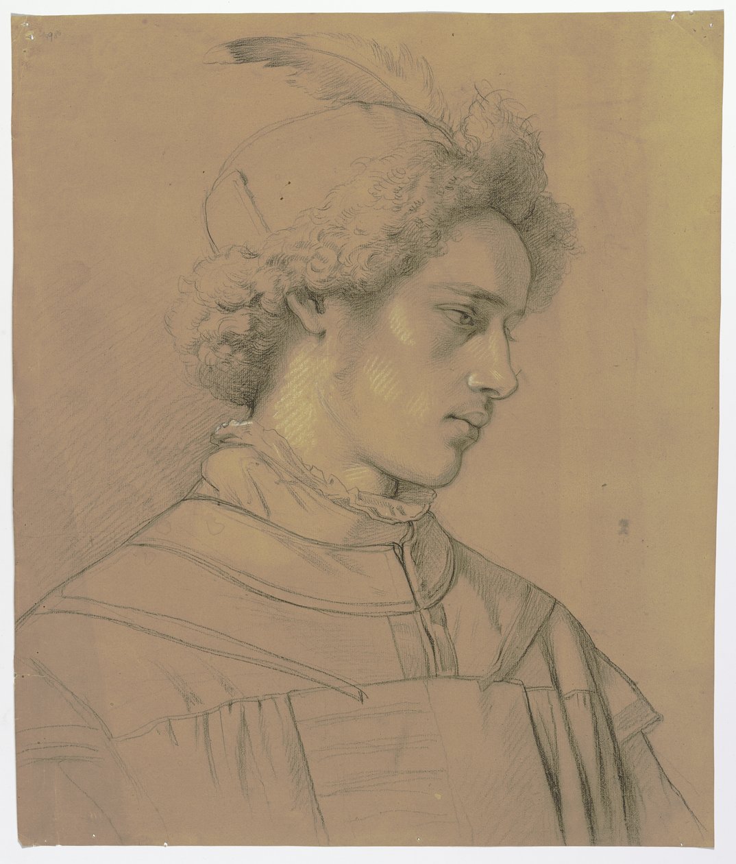 Young Man with a Feathered Hat in Three-Quarter Profile by Jakob Becker