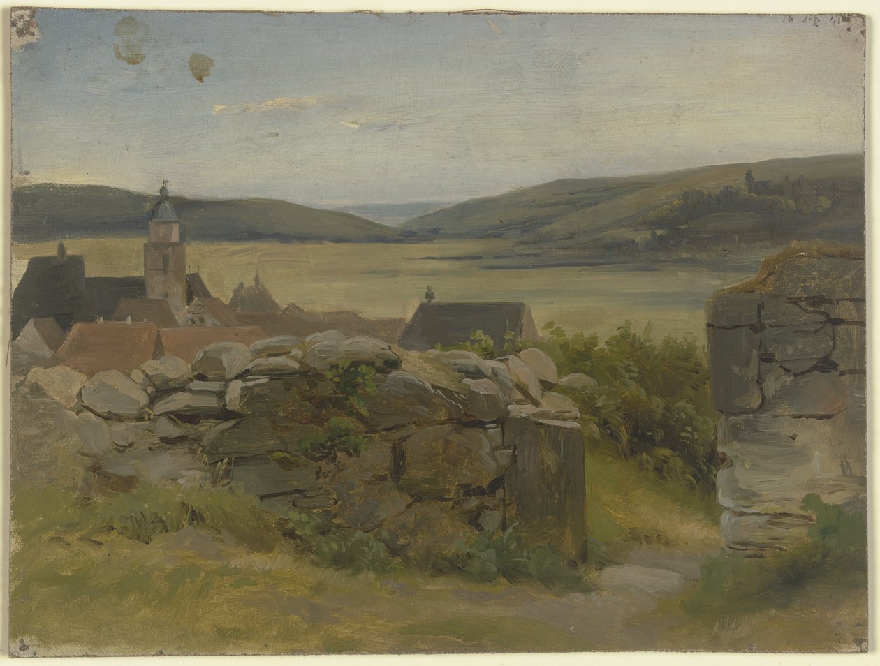 Small Village with View of Meadow by Jakob Becker