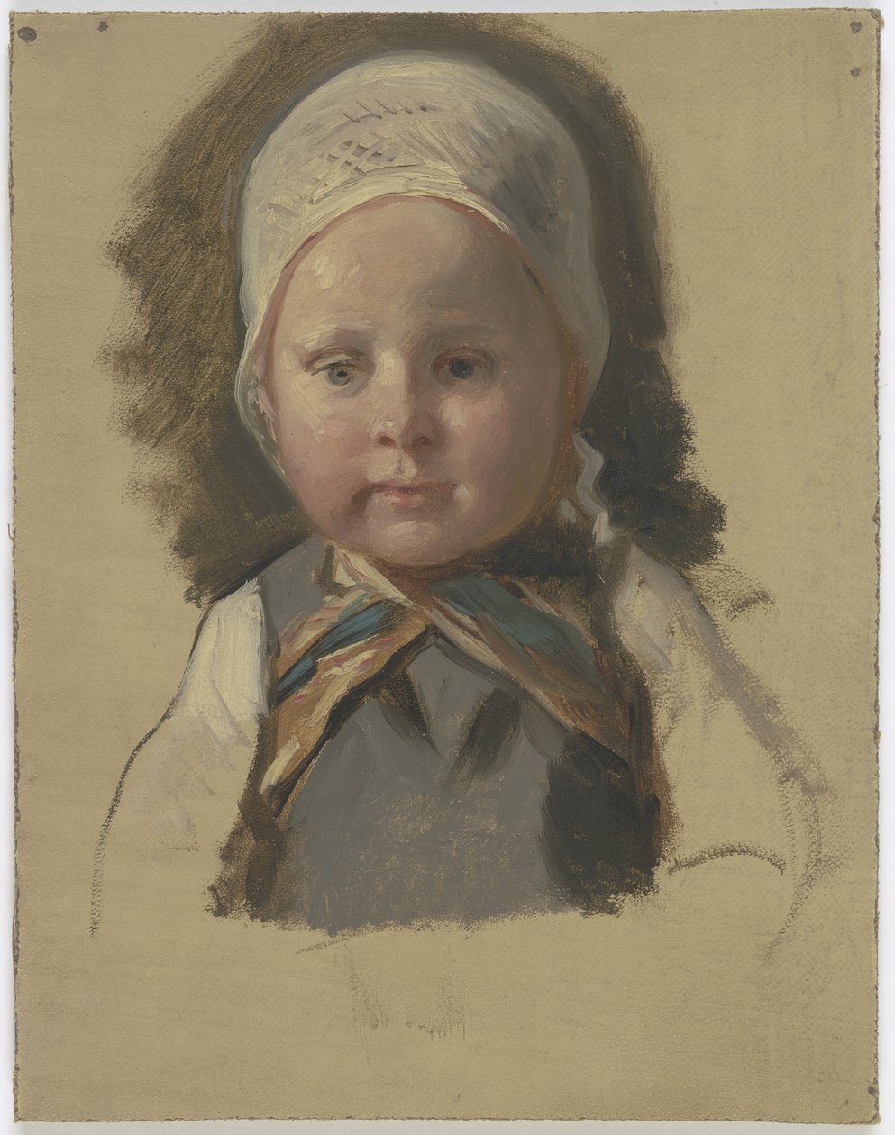 Small Child with White Bonnet by Jakob Becker