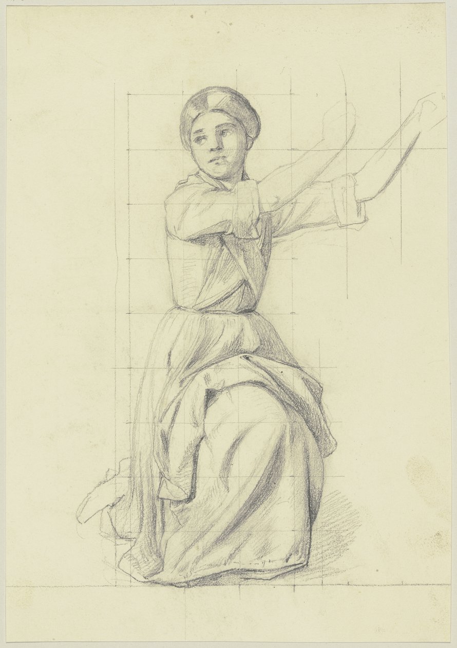 Kneeling Girl, Raising Her Arms by Jakob Becker