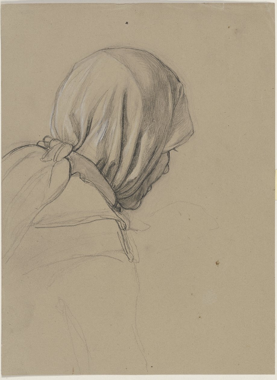 Back View of a Woman with Headscarf by Jakob Becker