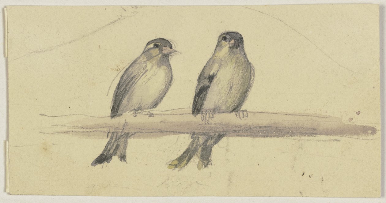 Two Birds on a Perch by Jakob Becker