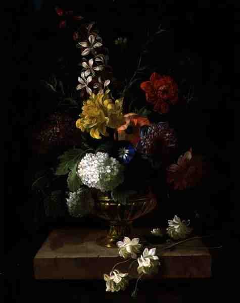 Still Life of Flowers in an Urn by Jakob Bogdani or Bogdany