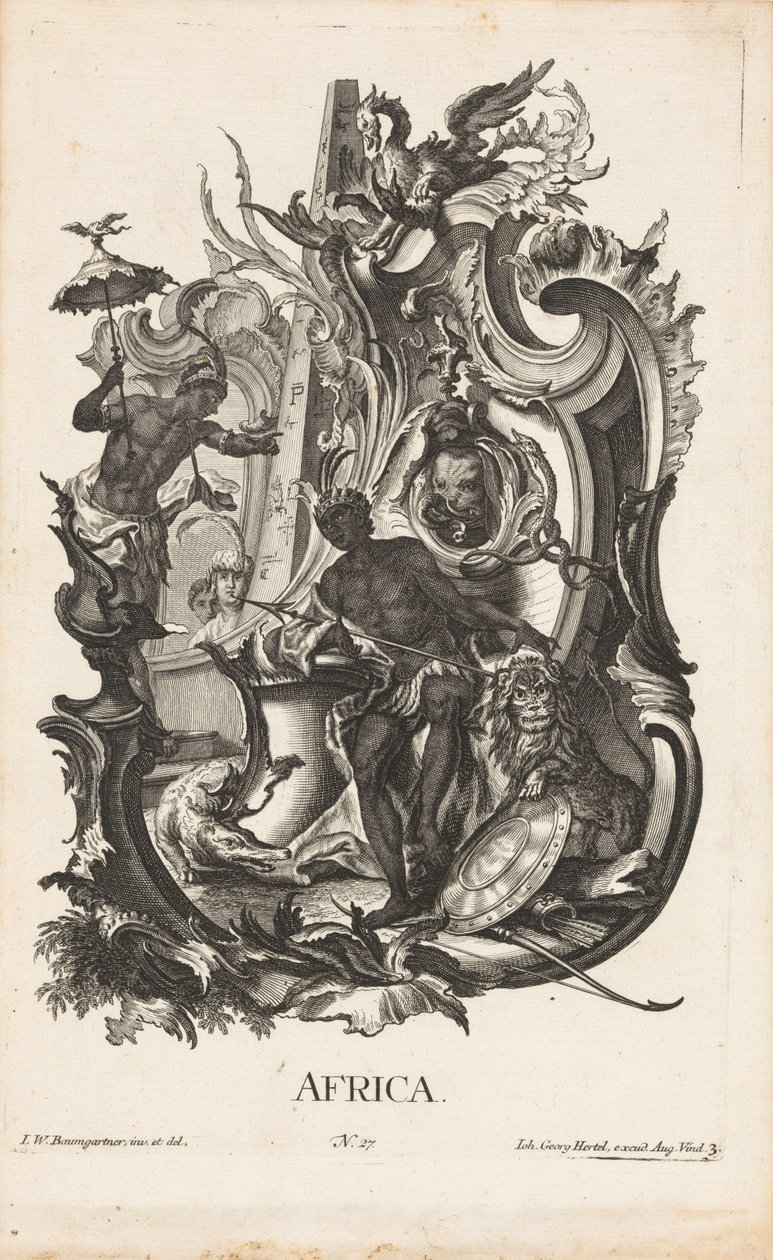 Rocaille with the Personification of the Continent Africa Africa (title on object) The Four Continents (series title) by Jakob Gottlieb Thelott