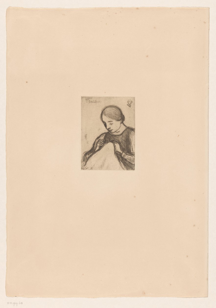 Portrait of Malvina Dedeyn with Needlework by Jakob Smits