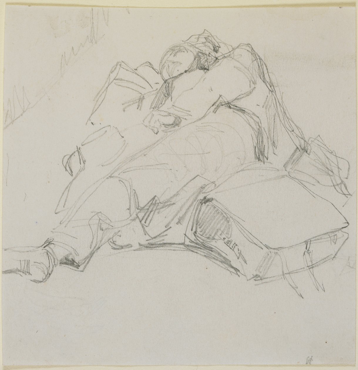 A Man Asleep on a Pile of Luggage by James Abbott McNeill Whistler