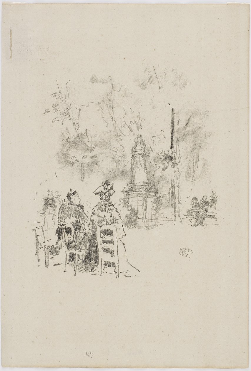 Conversation under the Statue, Luxembourg Gardens by James Abbott McNeill Whistler