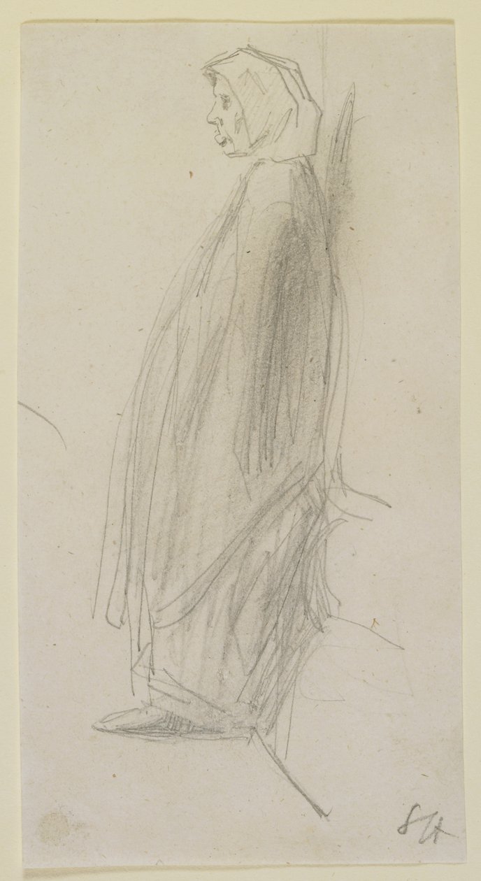 Profile sketch of an old woman standing by James Abbott McNeill Whistler