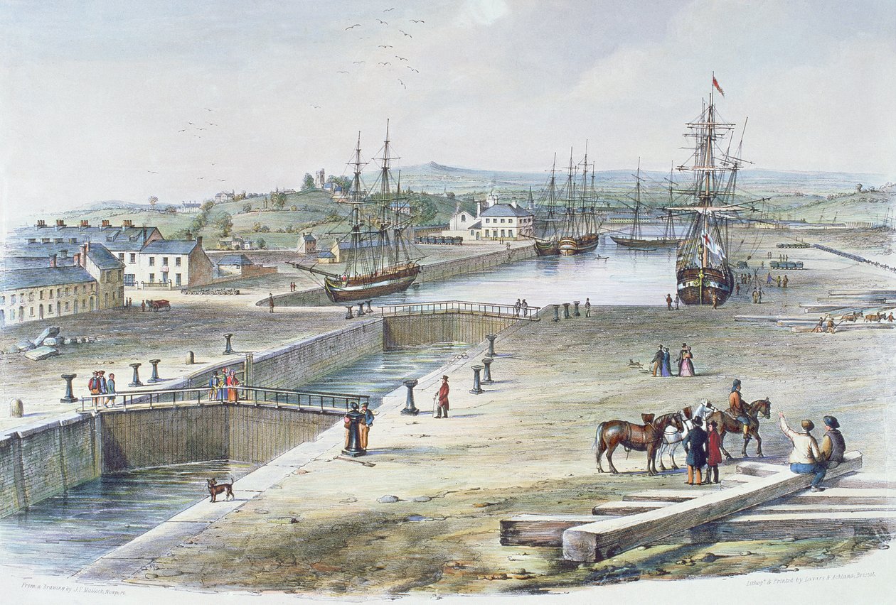View of the Dock, Newport, Monmouthshire, 1842 by James Flewitt Mullock