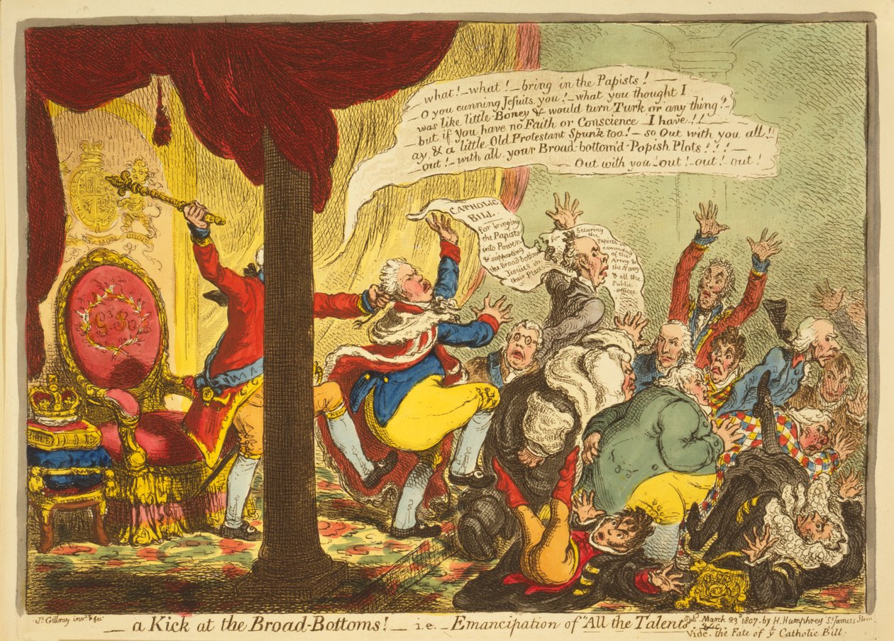 A Kick at the Broad Bottoms, i.e. Emancipation of all the Talents by James Gillray
