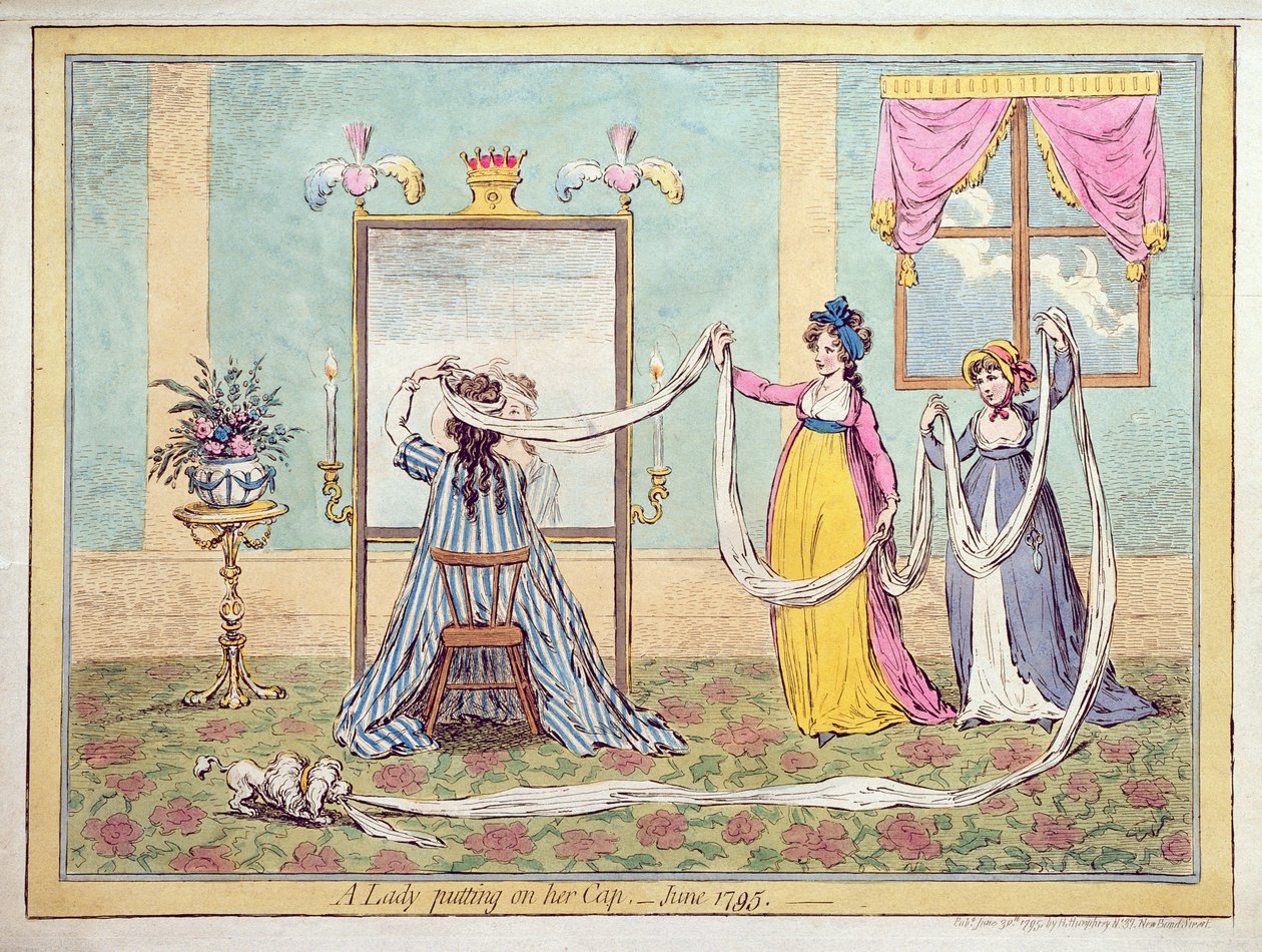 A Lady Putting on Her Cap, Published in 1795 by James Gillray
