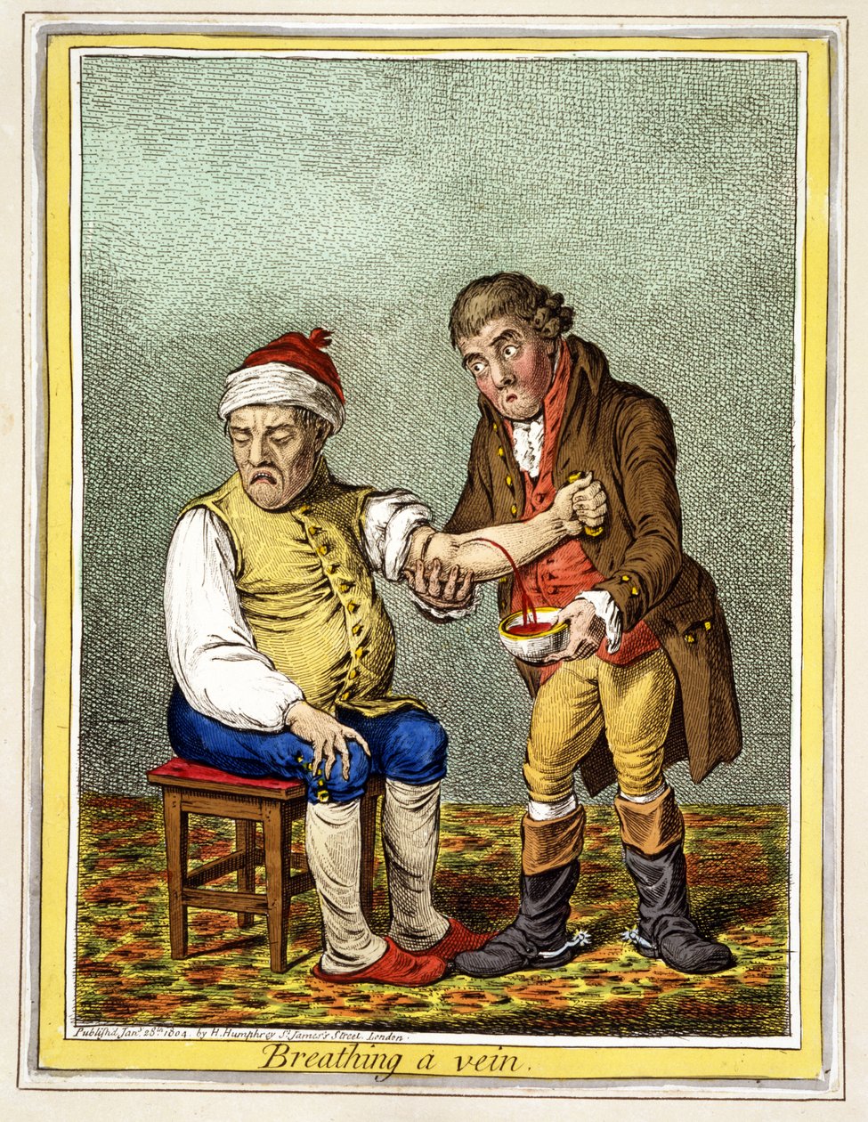 Breathing a Vein, Pub. London January 28th 1804 by James Gillray