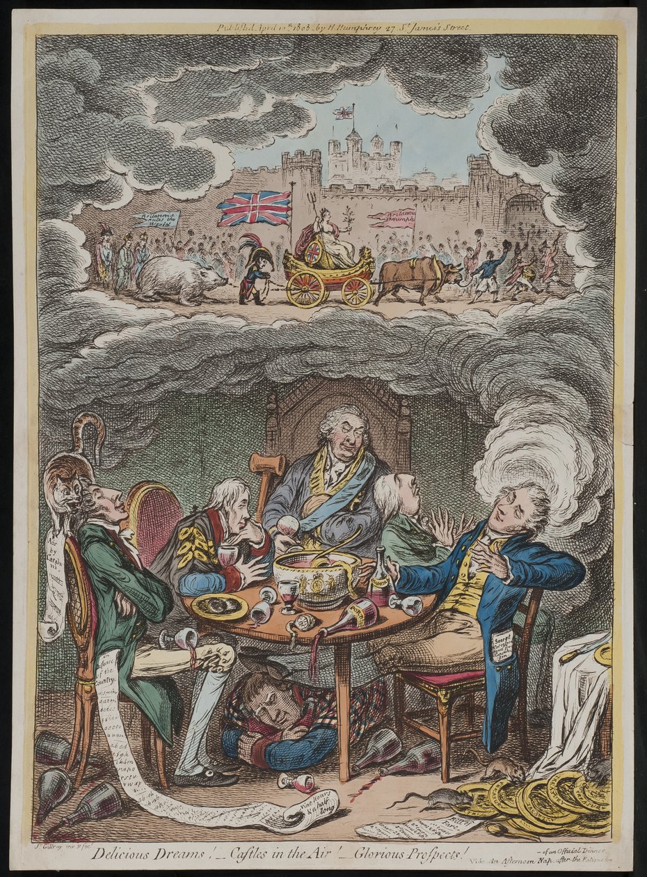 Delicious Dreams! Castles in the Air! Glorious Prospects! vide An Afternoon Nap after the Fatigue of an Official Dinner by James Gillray