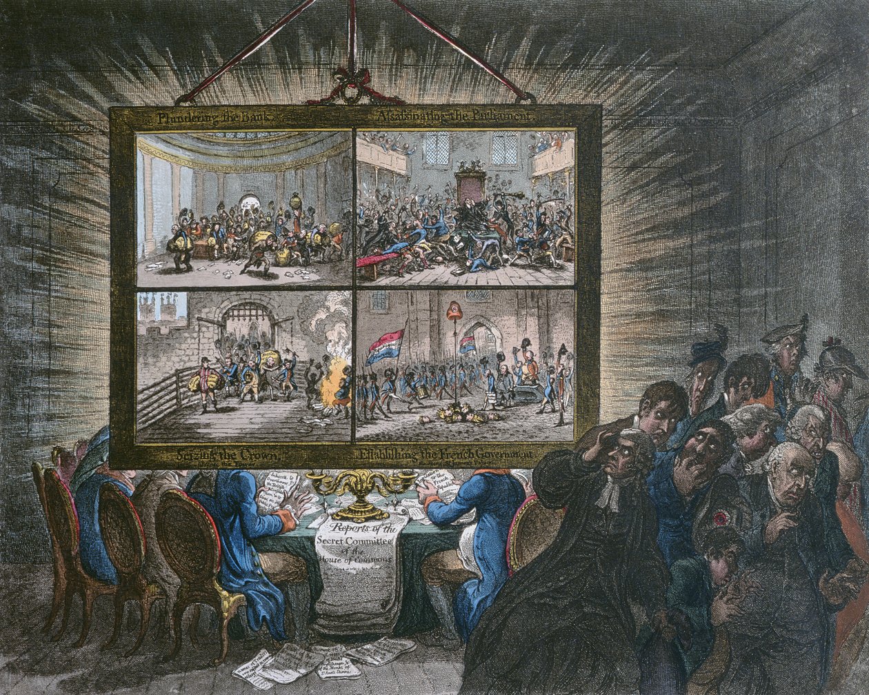 Exhibition of a Democratic-Transparency, with its Effect upon Patriotic Feelings, published by Hannah Humphrey in 1799 by James Gillray