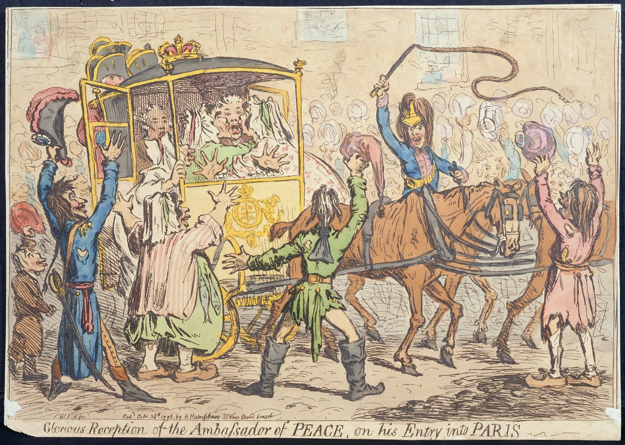 Glorious Reception of the Ambassador of Peace on his Entry into Paris by James Gillray