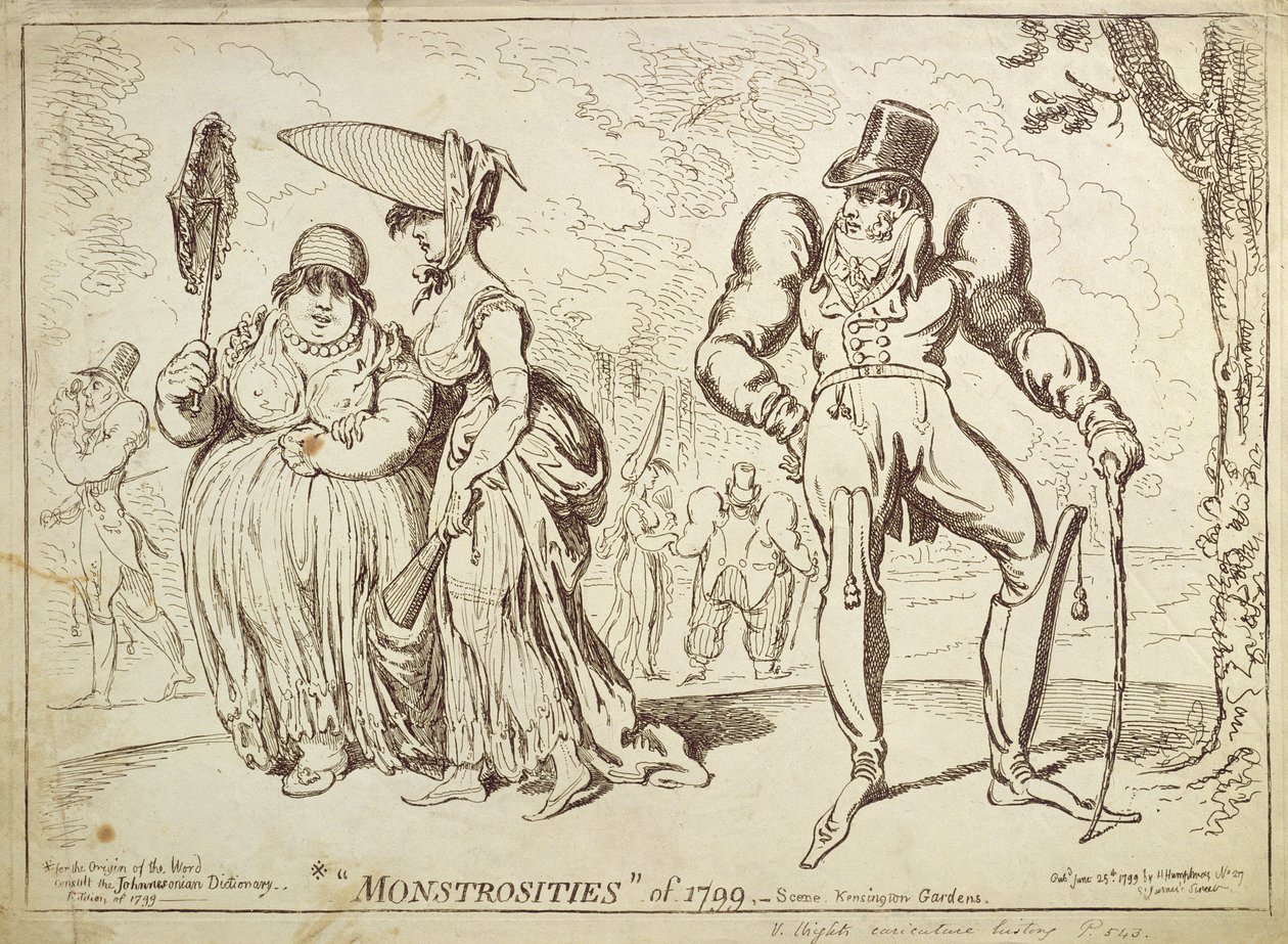 Monstrosities of 1799, or Scene in Kensington Gardens, published by Hannah Humphrey in 1799 by James Gillray