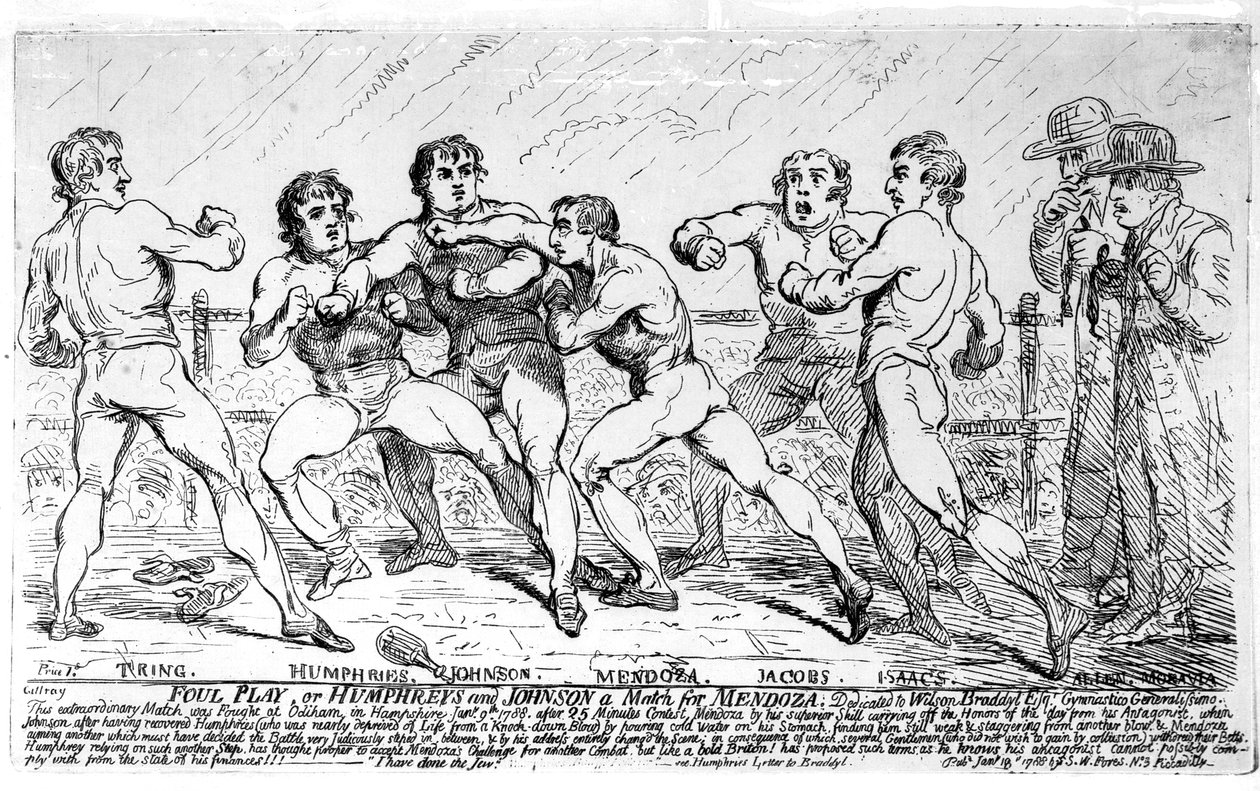 The Famous Battle Between Richard Humphreys and Daniel Mendoza, January 9th 1788 by James Gillray