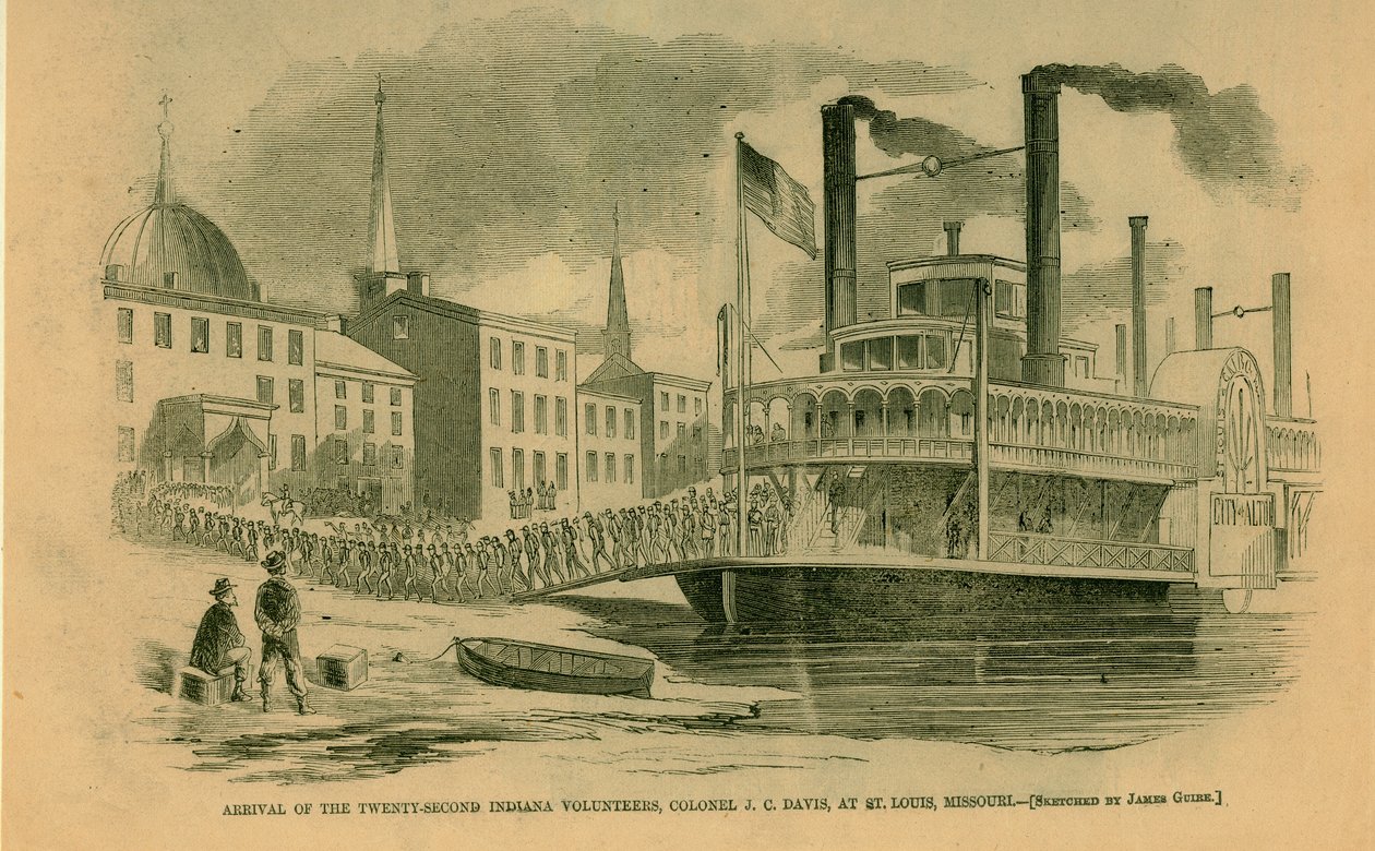Arrival of the Twenty-Second Indiana Volunteers, Colonel J.C. Davis, at St. Louis, Missouri by James Guire