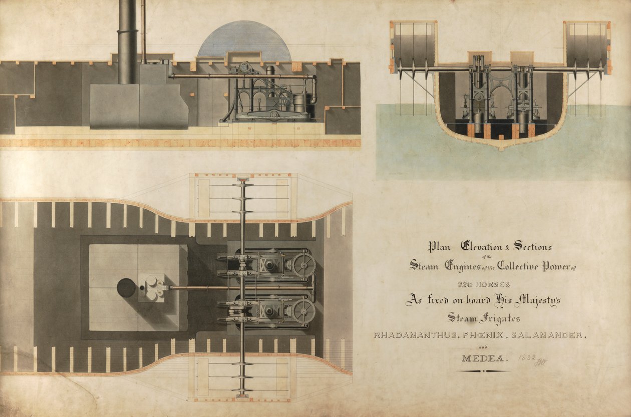 A marine steam engine, 1832 by James Hall Nasmyth