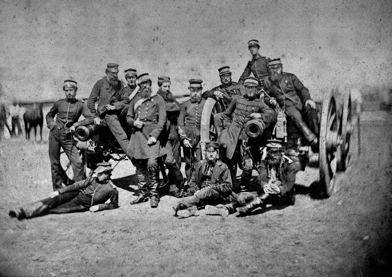 Nine pounder guns of the Royal Artillery attached to the 3rd Division by James Robertson
