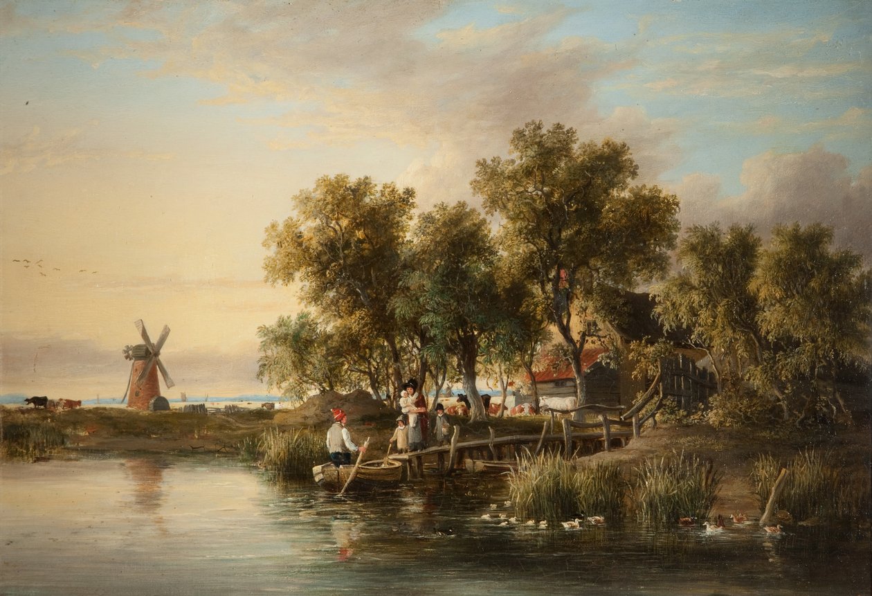Sunlit Norfolk River Landscape by James Stark