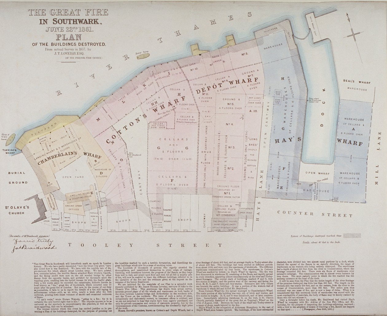 Plan of buildings destroyed at Chamberlain