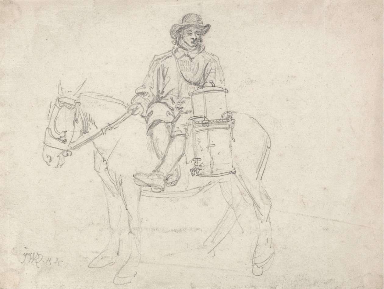 A Farmhand Riding Side-Saddle, Carrying an Urn by James Ward