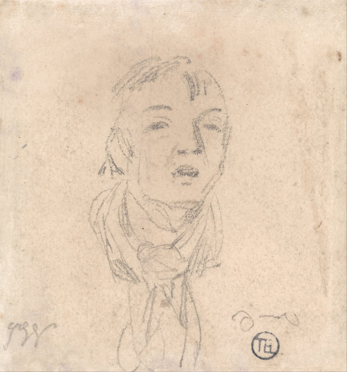 Head of a Man Wearing a Loose Scarf by James Ward