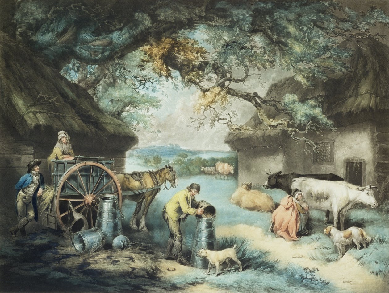 The Dairy Farm, Engraved by the Artist, Pub. by R. Ackermann, 1801 by James Ward