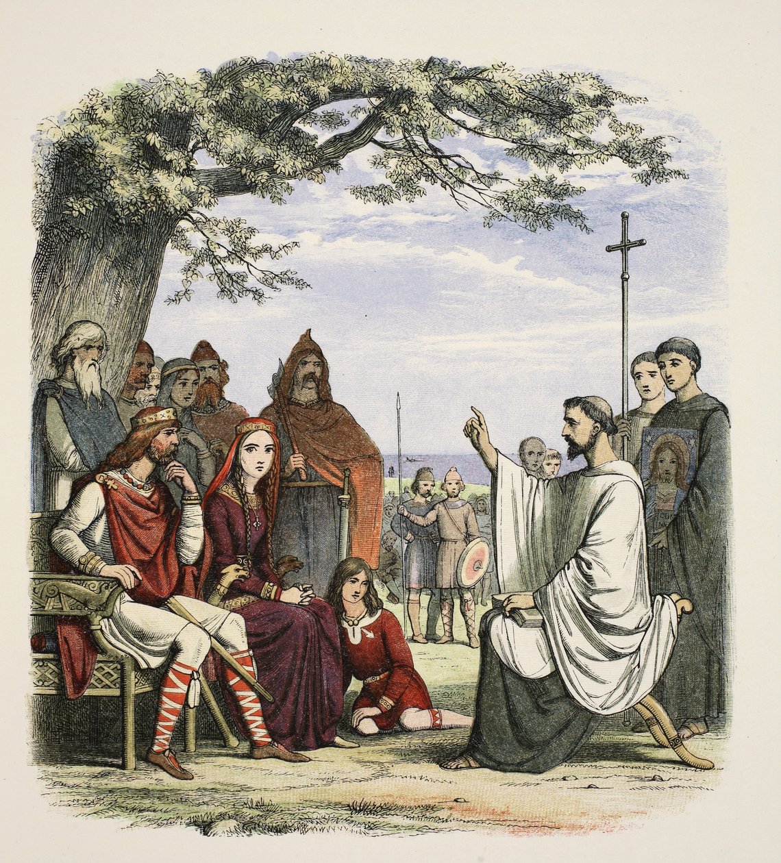 Augustine preaching before King Ethelbert, 597 AD, from A Chronicle of England BC 55 to AD 1485 by James William Edmund Doyle
