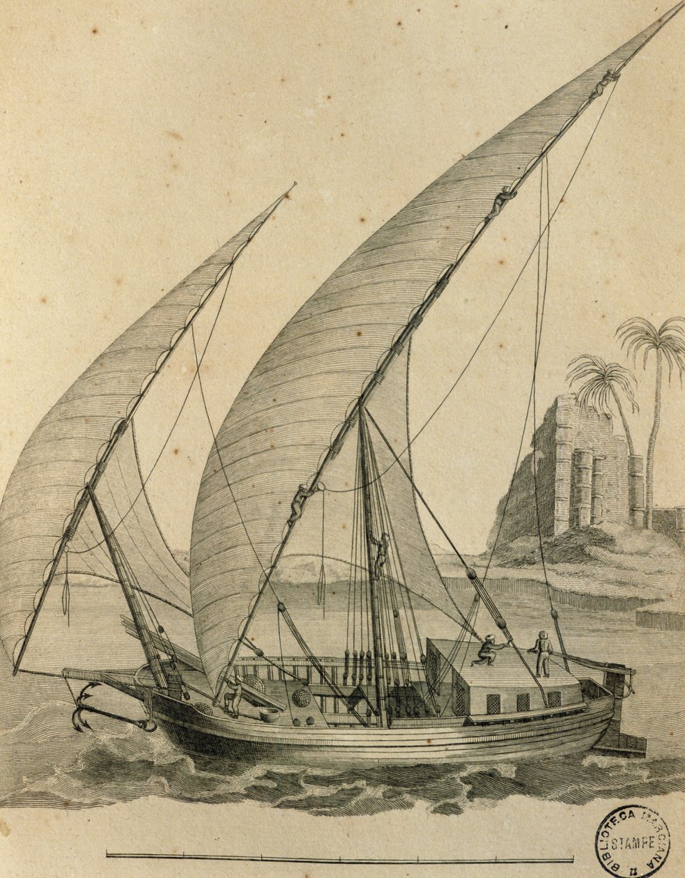 Sailboat of Nubia, Egypt, engraving from Cartes et figures du Voyage en Nubie et en Abyssinie, James Bruce by James Bruce