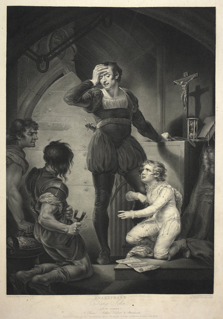 King John. Act IV, Scene I: Hubert with Arthur in the Prison by James (after) Northcote