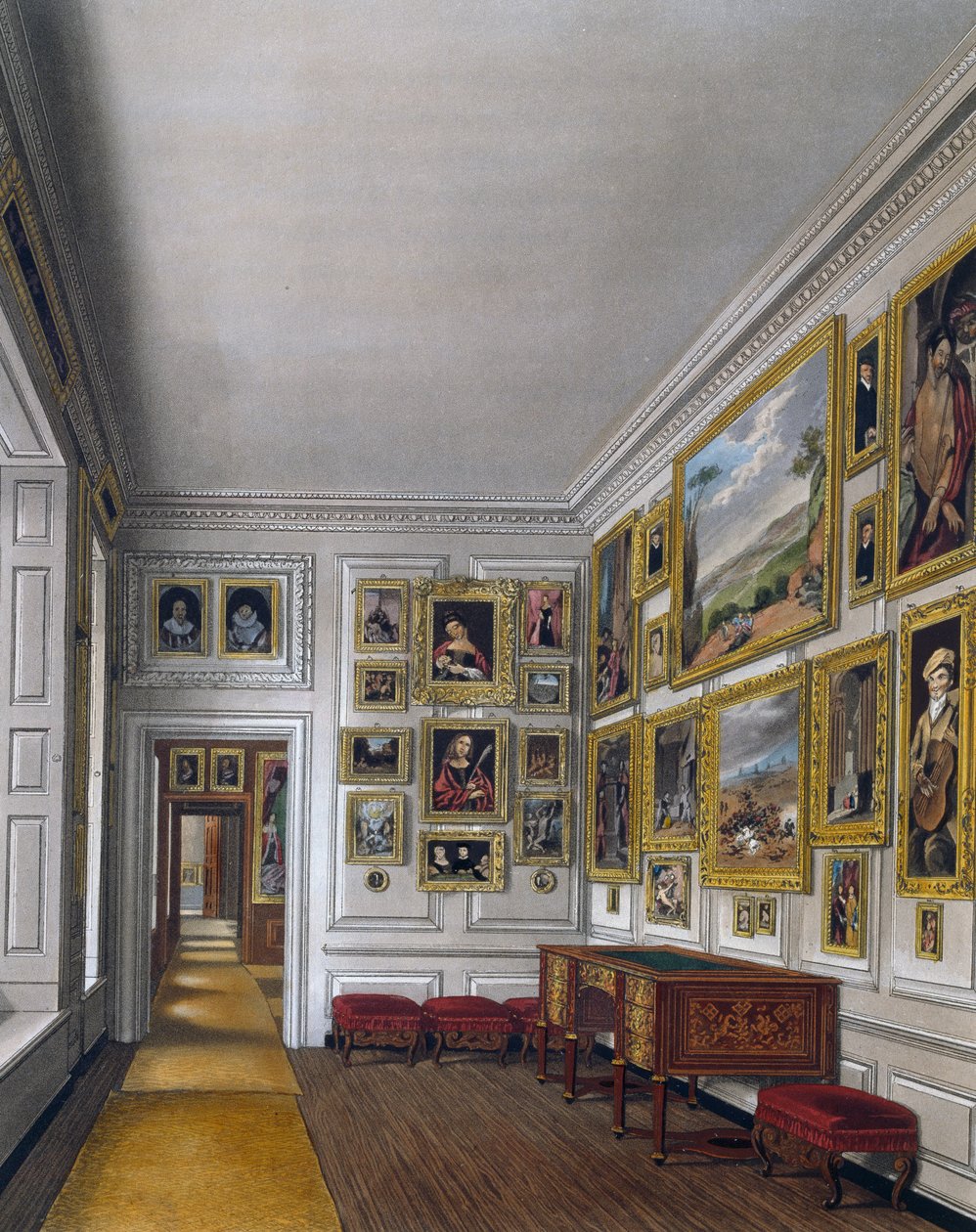 Withdrawing Room of Queen, Engraving by William James Bennett, From The History of the Royal Residences by James (after) Stephanoff