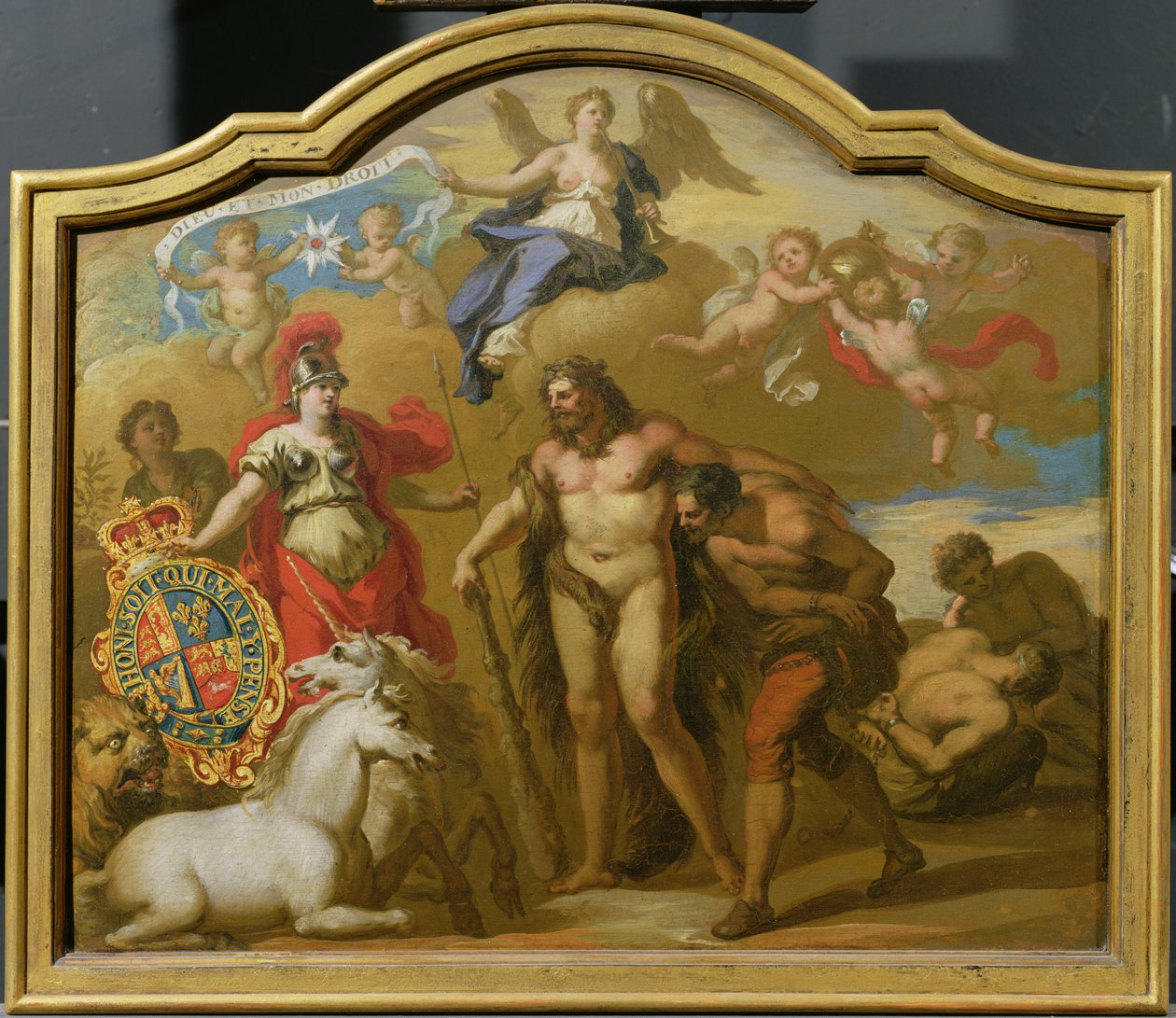 Allegory of the Power of Great Britain by Land, design for a decorative panel for George I